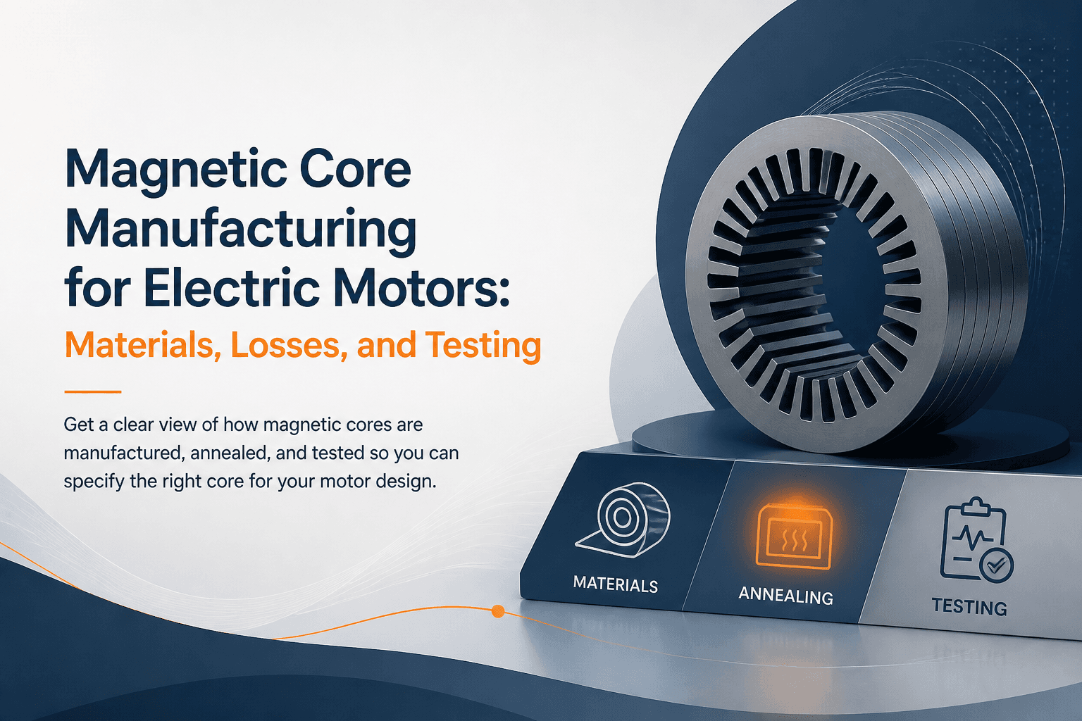Magnetic Core Manufacturing for Electric Motors: Materials, Losses, and Testing